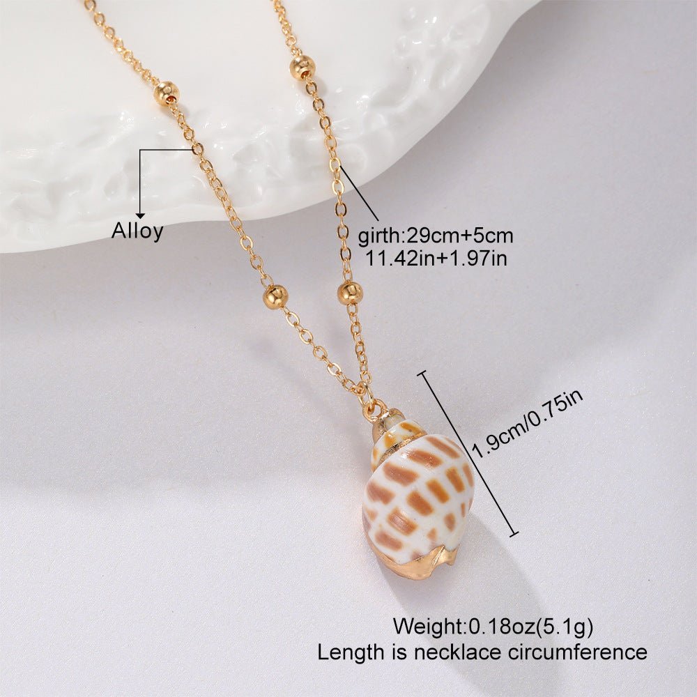 "Conch Scallop Alloy Long Pendant Necklace - Natural Women's Jewelry USA" - touchydesign