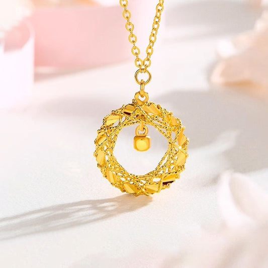 Fashion gold circle net design necklace for women