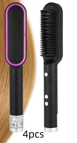 2-in-1 hair straightener and curling comb with negative ion technology. Dual-purpose electric hair brush for smooth, shiny hair and versatile styling."