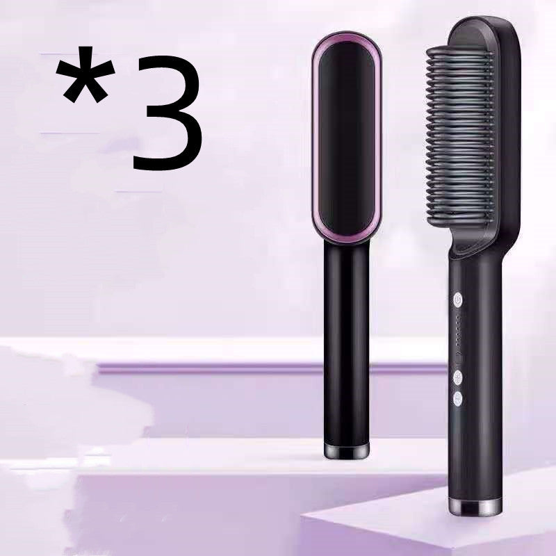 2-in-1 hair straightener and curling comb with negative ion technology. Dual-purpose electric hair brush for smooth, shiny hair and versatile styling."