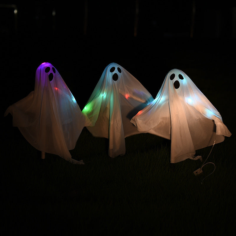 "Halloween Skull Ghost Ornament – Horror Glowing Ghost Stake for Outdoor, Home, Bar, and Haunted House Decoration."