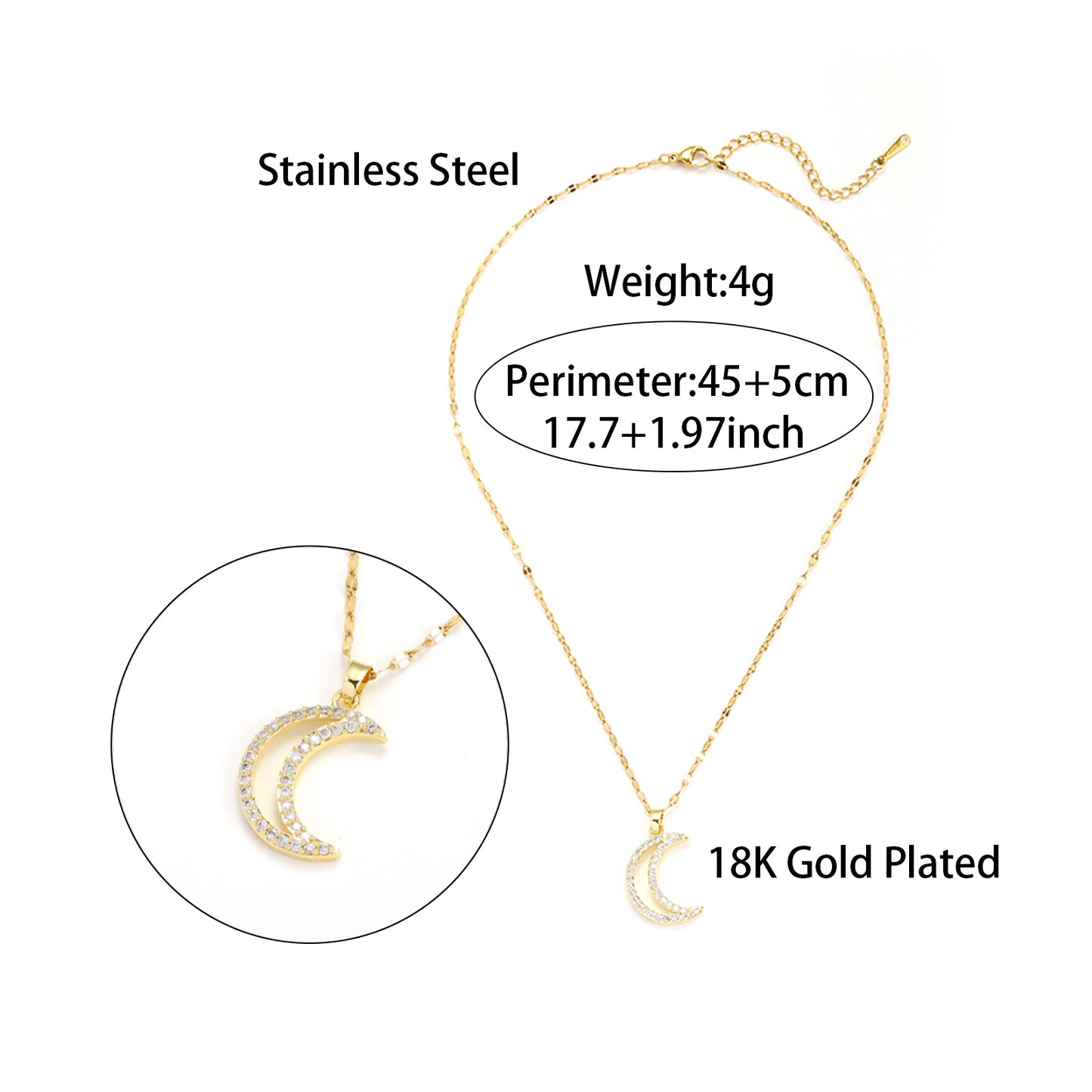 Cross Border Jewelry From Europe And America, Full Diamond Moon Necklace, Fashionable And Versatile, Niche Design, Crescent Diamond Collarbone Chain Jewelry touchydesign