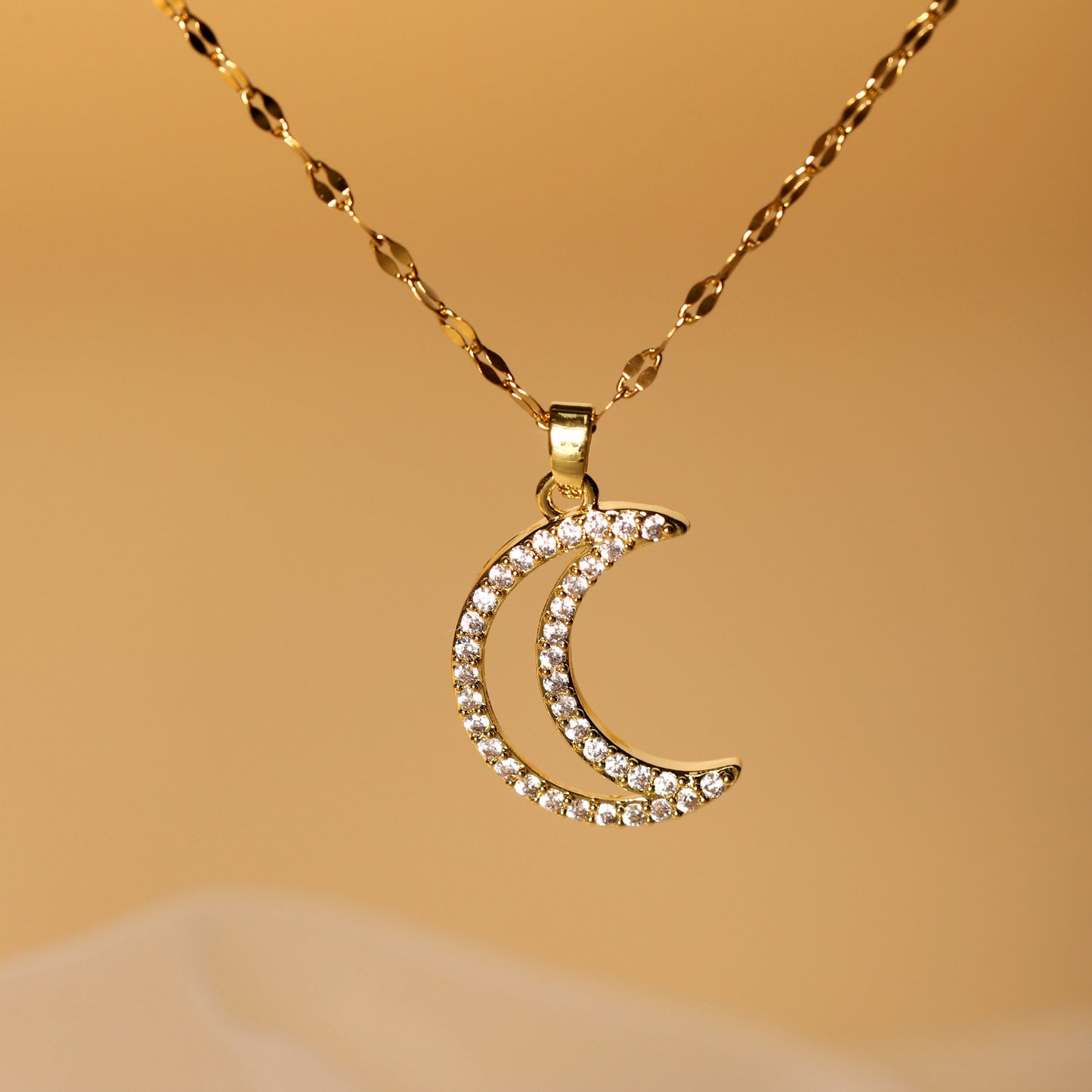 Cross Border Jewelry From Europe And America, Full Diamond Moon Necklace, Fashionable And Versatile, Niche Design, Crescent Diamond Collarbone Chain Jewelry touchydesign