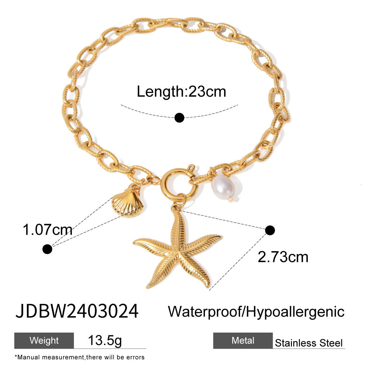 Beautiful Stainless Steel Starfish Shell Conch Bracelet For Women Fashion Beach Bracelets Birthday Jewelry Gifts touchydesign