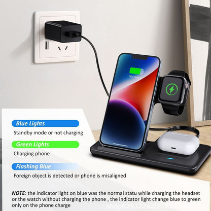 Three-in-one Wireless Charger Foldable Twin Coil 15W Fast Charge