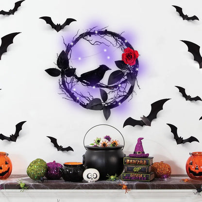 Glowing dead wood and black crow garland decorations for Halloween