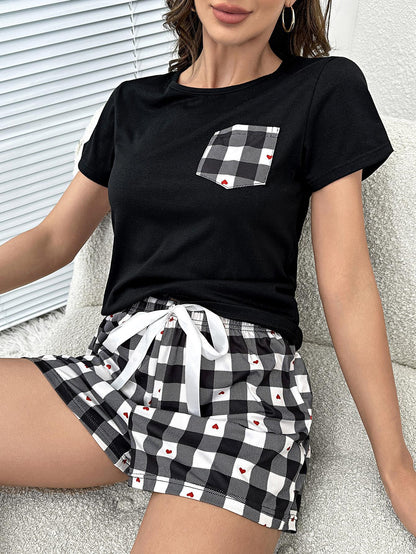 New Pajamas Women's Short Sleeve Heart Shape Printed touchydesign