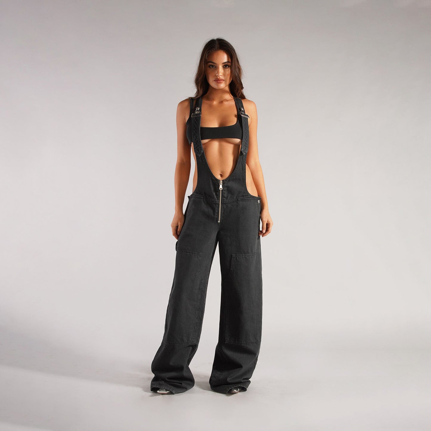 Y2K Denim Overalls for Women - Fashion Loose Jumpsuit with Pockets | Streetwear Zipper Jeans Pants"