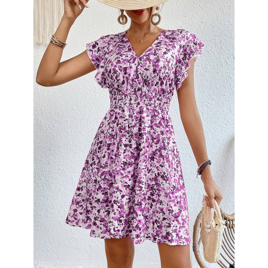 Women's Printed Flounced Dress touchydesign