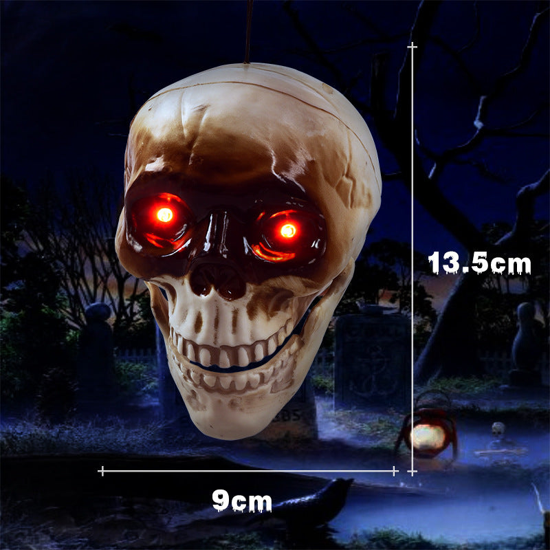 Animated floating skeleton decorations with realistic skull heads and scary sound for Halloween