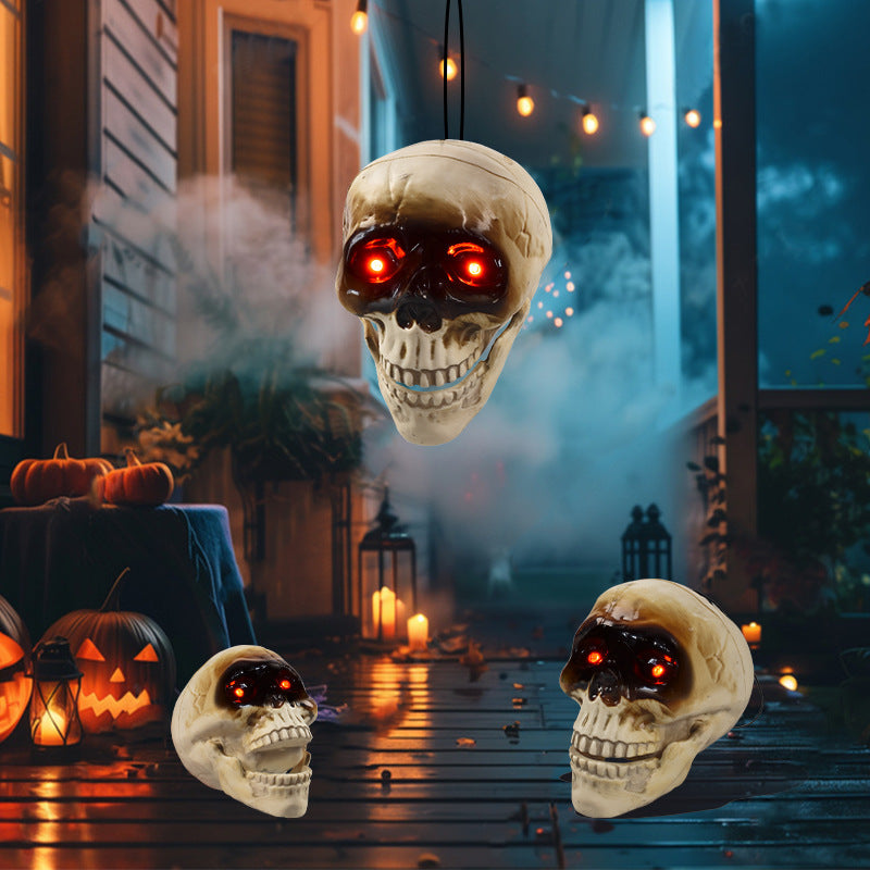 Animated floating skeleton decorations with realistic skull heads and scary sound for Halloween