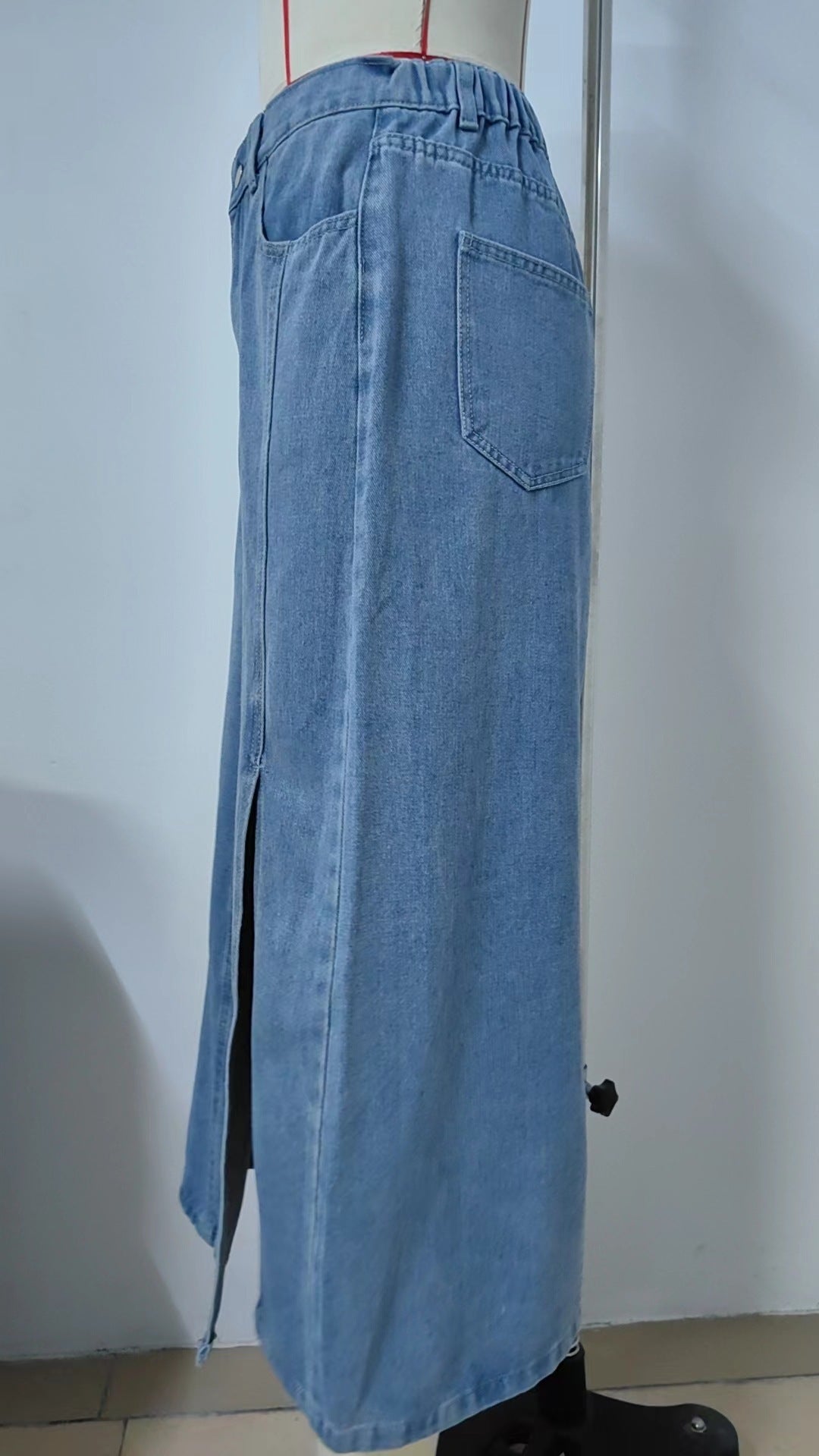 Women's Summer Washed Denim Elastic Waist Denim Skirt touchydesign