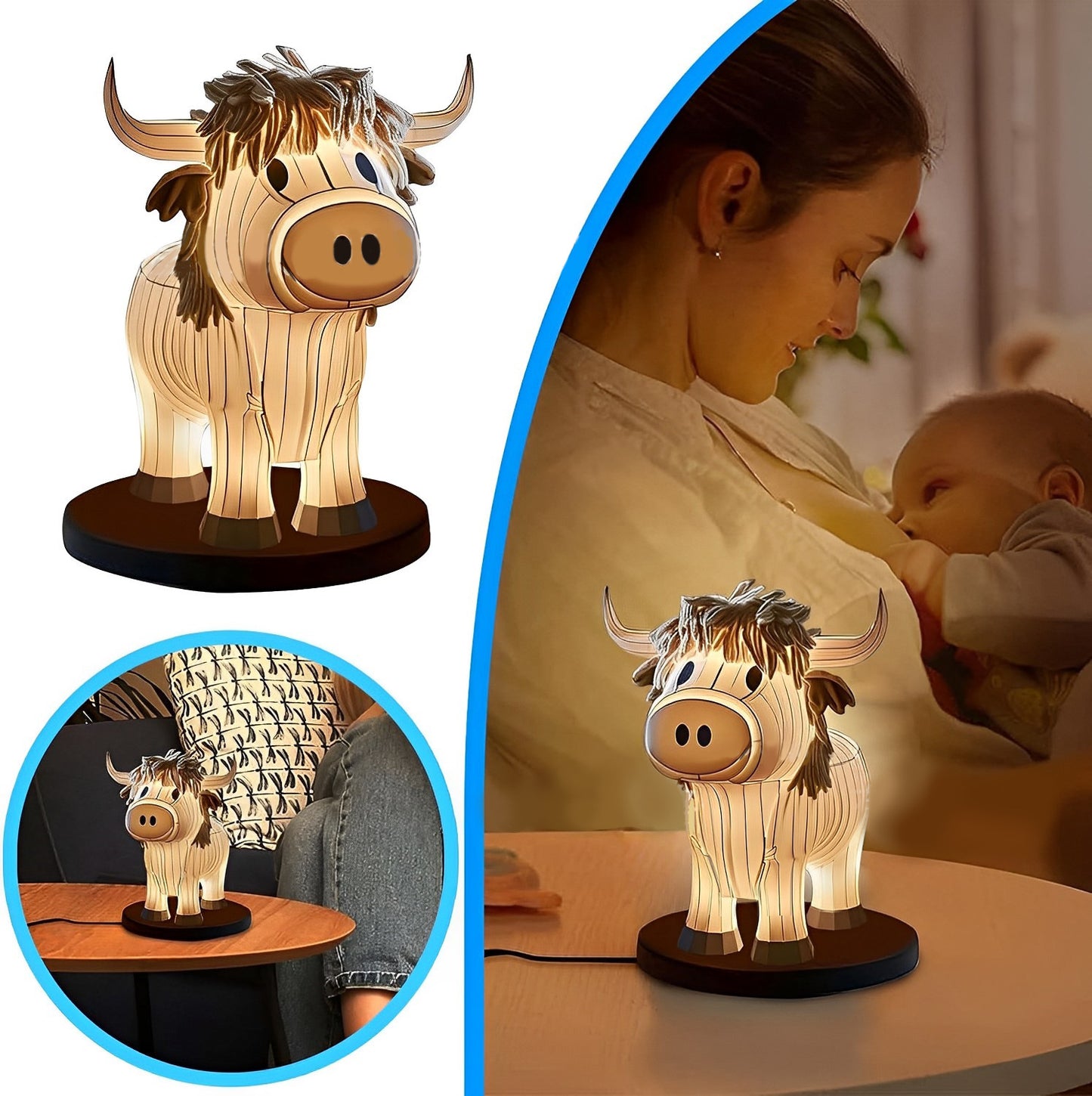 Home Cow Table Lamp Fun Cow Small Night Lamp