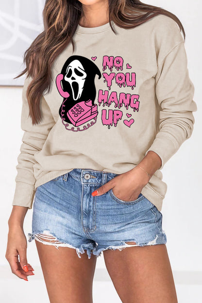 Women's Halloween-themed pullover sweater for fall and winter, featuring a cozy and trendy design perfect for seasonal style.