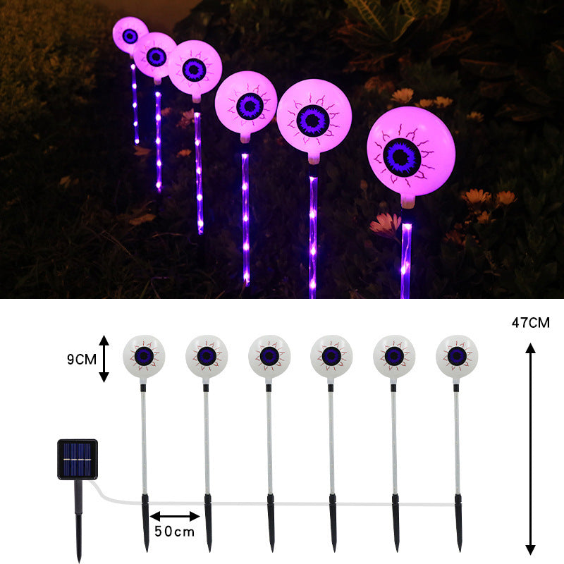 "Spooky LED Solar Halloween Eyeball Ground Lamp for outdoor courtyard decoration – energy-efficient, solar-powered lighting for Halloween yard decor in the US."