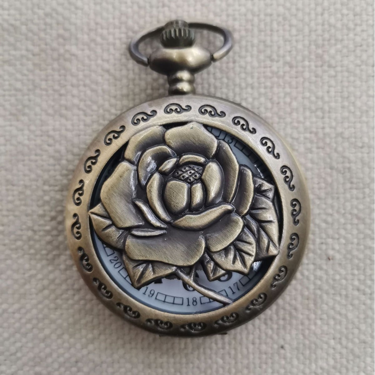 Peony Hollow Pocket Watch Necklace Vintage Ornament touchydesign