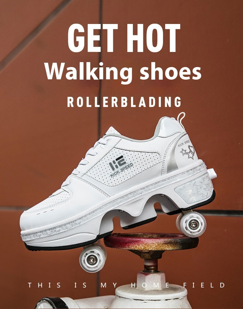 Four-wheel Heelys dual-use skates, designed for versatile fun and convenience, suitable for both skating and walking for men and women