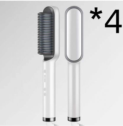 2-in-1 hair straightener and curling comb with negative ion technology. Dual-purpose electric hair brush for smooth, shiny hair and versatile styling."