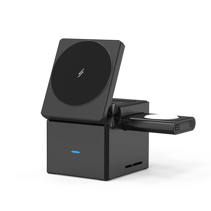 Black 15W 3-in-1 Wireless Charger - Fast Charging Station for Phone, iWatch, AirPods