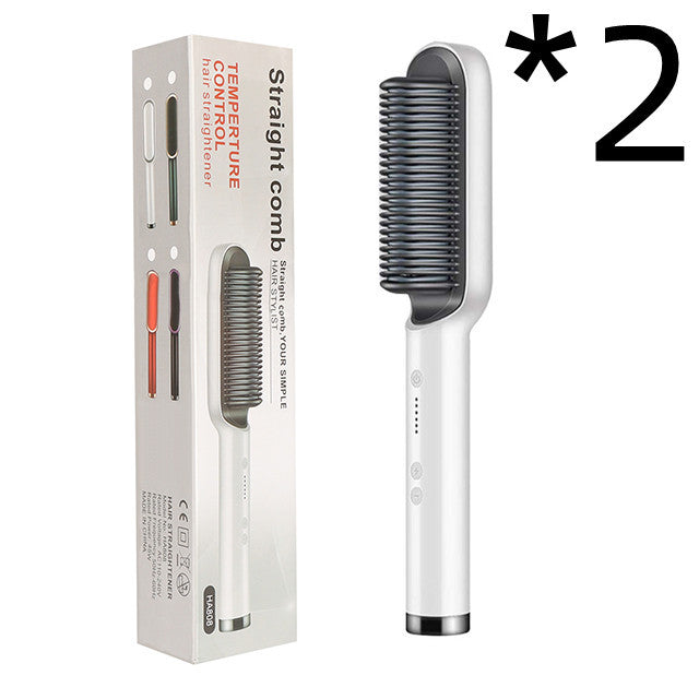 2-in-1 hair straightener and curling comb with negative ion technology. Dual-purpose electric hair brush for smooth, shiny hair and versatile styling."