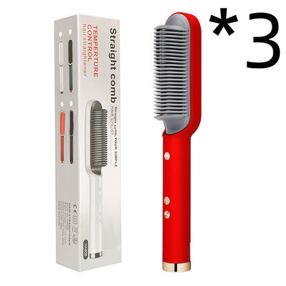 2-in-1 hair straightener and curling comb with negative ion technology. Dual-purpose electric hair brush for smooth, shiny hair and versatile styling."