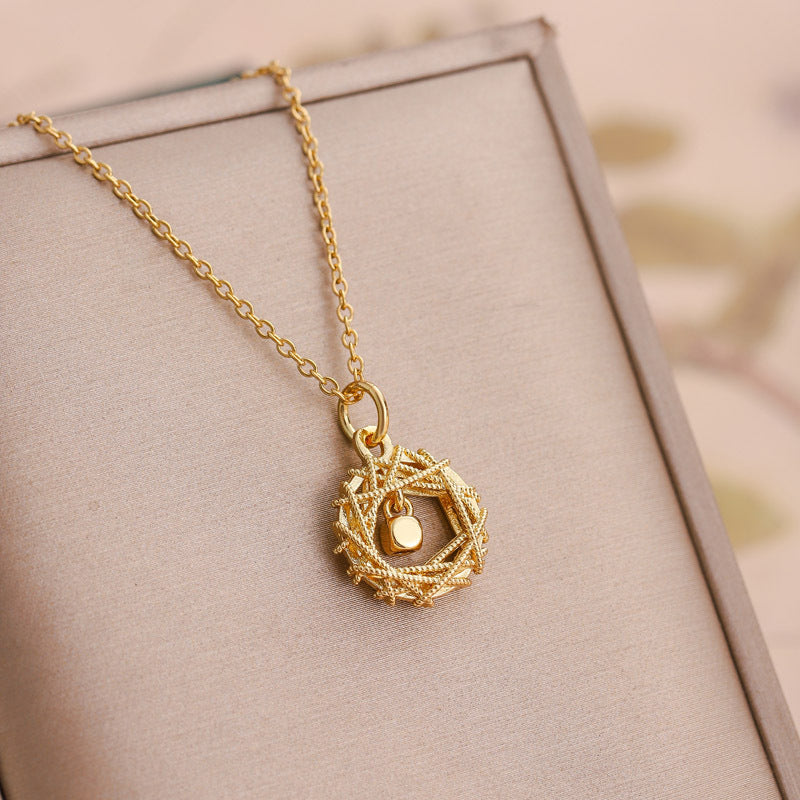 Fashion gold circle net design necklace for women