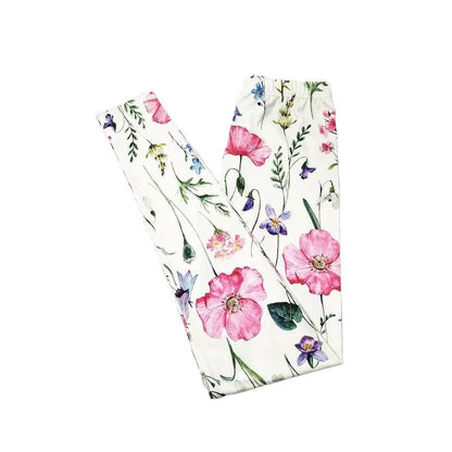 "Flower Print Elastic Waist Skinny Leggings for Women | Hip - Raising Casual Fashion" - touchydesign